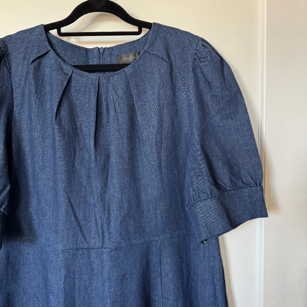 Vintage NaNa Brushed Denim Dress with Floral Embroidery - Picture 3 of 4